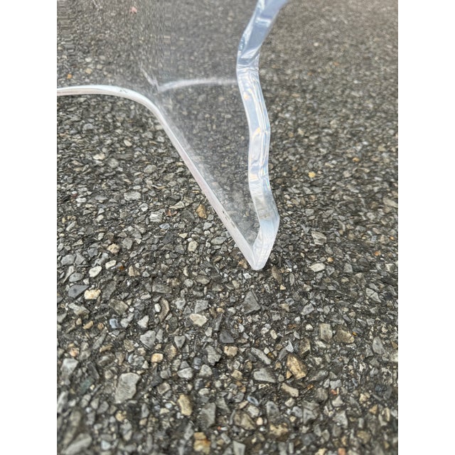 1980s Vintage Lucite and Glass Top Coffee Table For Sale - Image 9 of 9