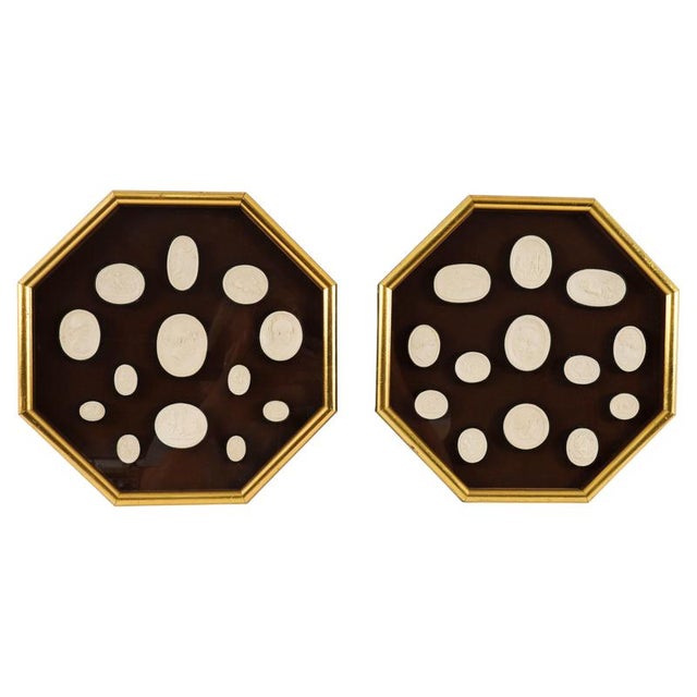Antique Early 19th Century Grand Tour Italian Octagonal Framed Intaglios, Set of 2 For Sale - Image 16 of 16