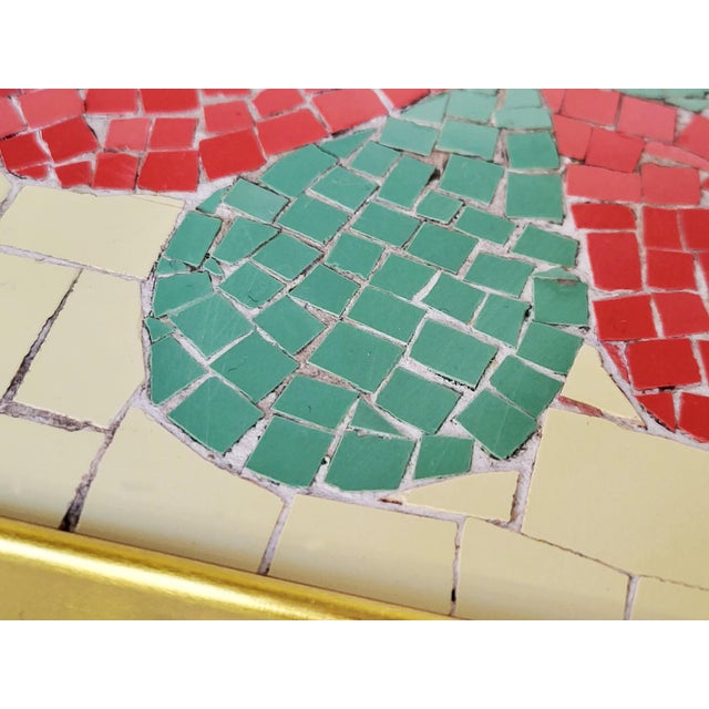 Pretty vintage mosaic table with intricate floral decor from the 1950s. Flower table with a floral motif, small-scale...