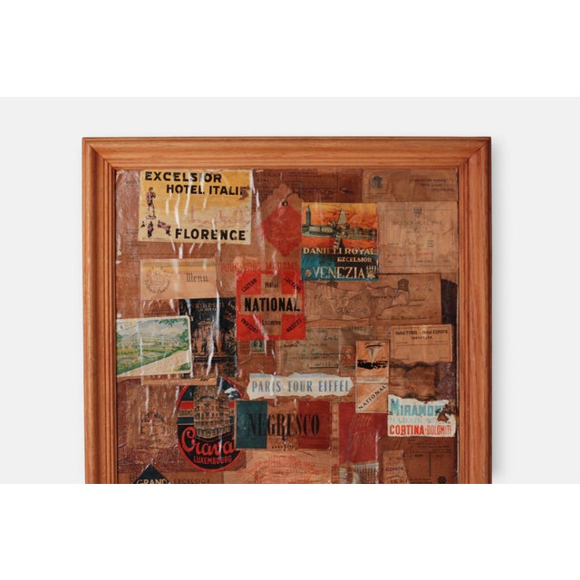 Mid-Century Modern Mid-Century Framed European Grand Tour Hotel Label Collage For Sale - Image 3 of 17