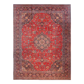 1940s Old Persian Kashan Area Rug 12’3″ X 16’1″ For Sale