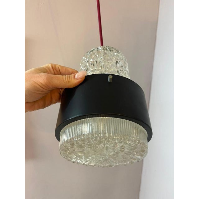 Black Frosted Glass Pendant Lamp by Carl Fagerlund for Orrefors For Sale - Image 5 of 11
