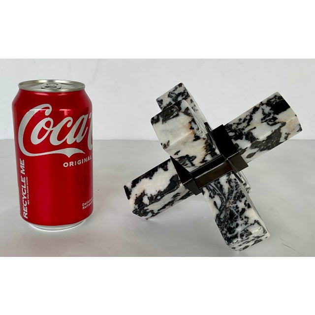 Stylish Revelation Modern Black and White Zebra Stone Double Cross Sculpture, each one of these will vary in color and...