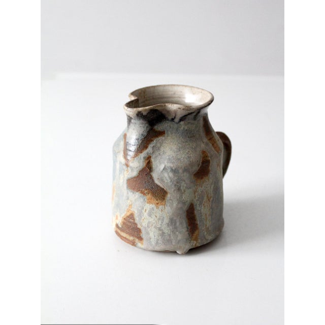 Blue Vintage Studio Pottery Pitcher For Sale - Image 8 of 11