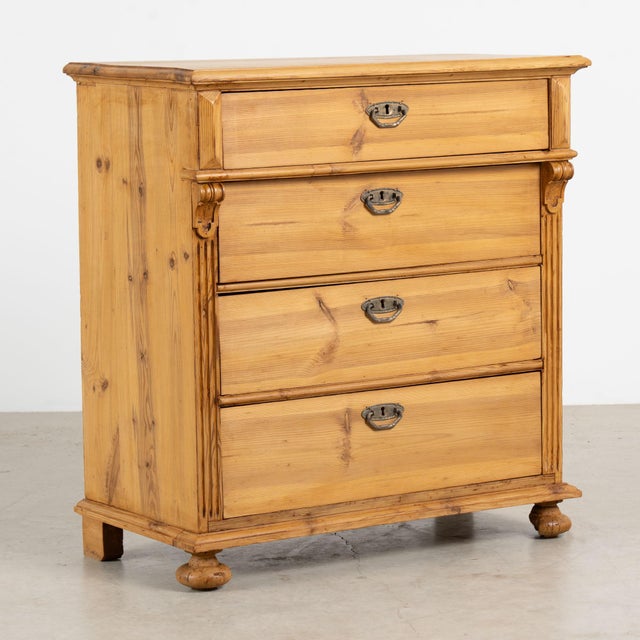 19th Century Danish Waxed Pine Chest of Four Drawers For Sale - Image 4 of 13