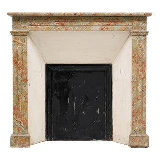 Antique 19th Century Wooden Fireplace in Faux Marble For Sale