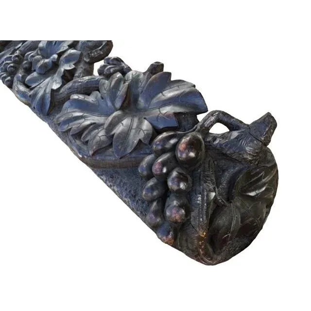 Wood Early 1900s Black Forest Carved Wood Cornice, Grape Relief For Sale - Image 7 of 9