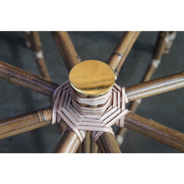 Wood 1970s Attributed to McGuire Mid Century Bohemian Modern Octagonal Bamboo Glass Dining Table 74" For Sale - Image 7 of 18