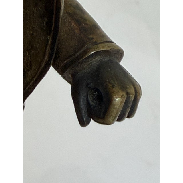 Bronze Antique Continental Bronze Figure of an 18th-Century Gentleman, Shielding Eyes, on Marble Plinth — Austrian School, Circa 1900 For Sale - Image 8 of 12