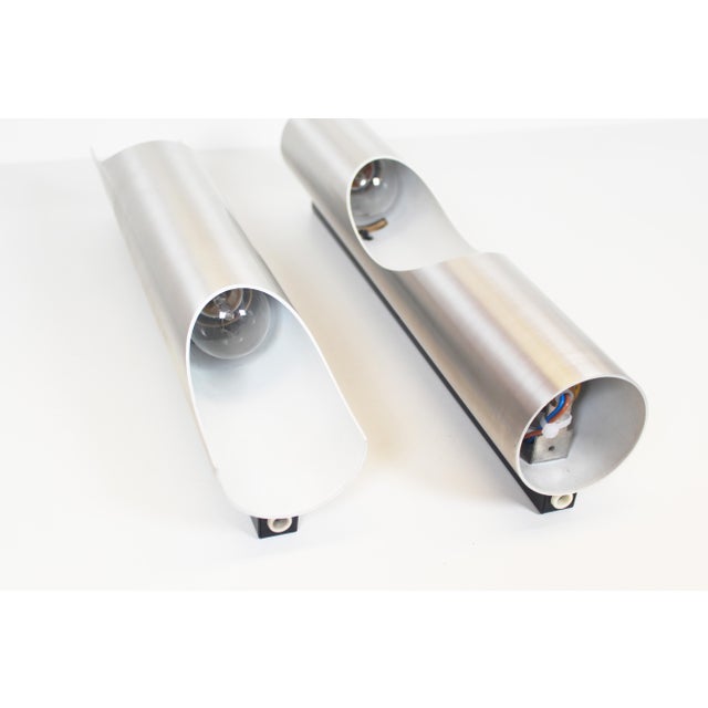 Vintage Brushed Metal Fuga Wall Lamps from Raak Amsterdam, 1970s, Set of 2 For Sale - Image 4 of 9