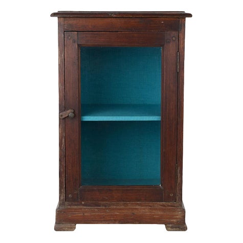 Showcase Cabinet or Bedside Table in Patinated Wood For Sale