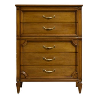Mid Century Transitional 5 Drawer Highboy Dresser For Sale