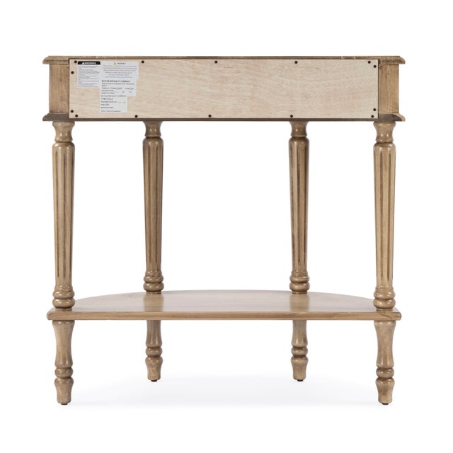 Mozart 31.5 in. W Demilune Wood 1 Drawer Console Table with Open Lower Shelf, Antique Beige For Sale - Image 11 of 11