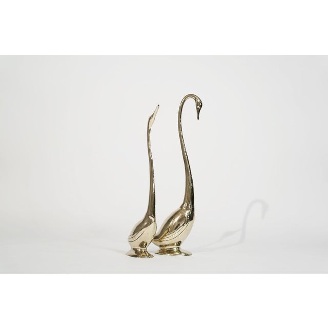 Mid 20th Century Set of Large-Scale Vintage Brass Swan Sculptures, C. 1950s For Sale - Image 5 of 10