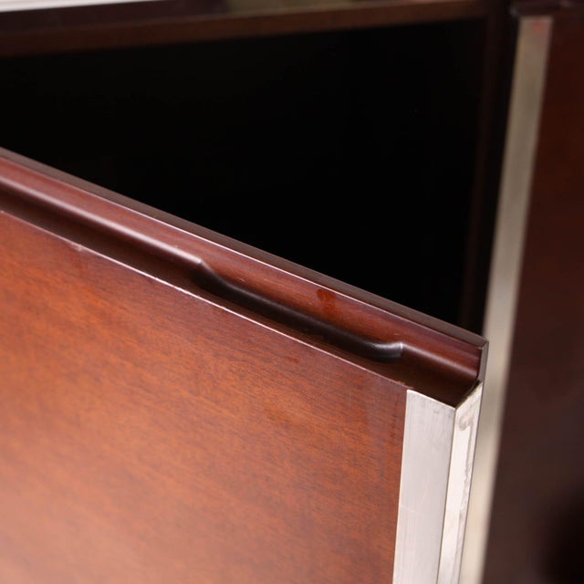 Mid-Century Modern Small Armoire in Wood and Chrome, 1980s For Sale - Image 3 of 10