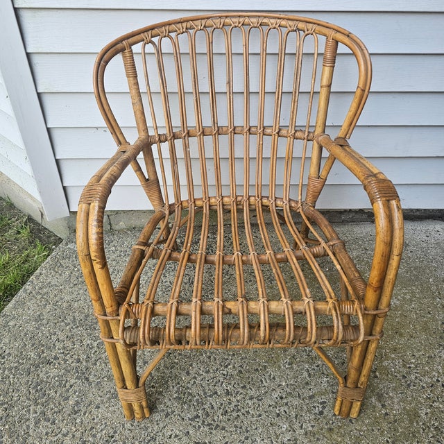 1960s 1960s Pair Tito Agnoli Style Wingback Bamboo Chairs For Sale - Image 5 of 11