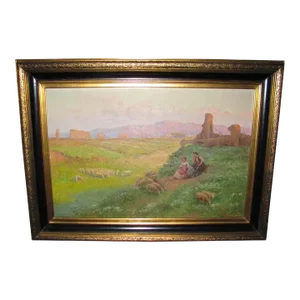 Antique Italian Oil on Canvas Painting Garlo Ferranti Late 19th Century