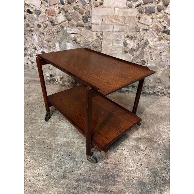 Absolutely stunning mid-century drinks cart designed by poul hundevad and manufactured by vamdrup, denmark. danish quality...