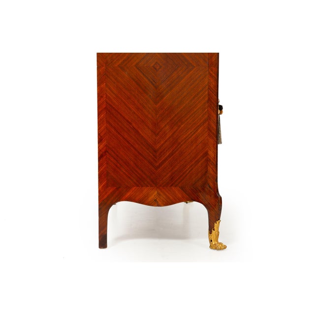 French Louis XV Style Kingwood Marble Top Bibliotheque Cabinet For Sale - Image 6 of 18