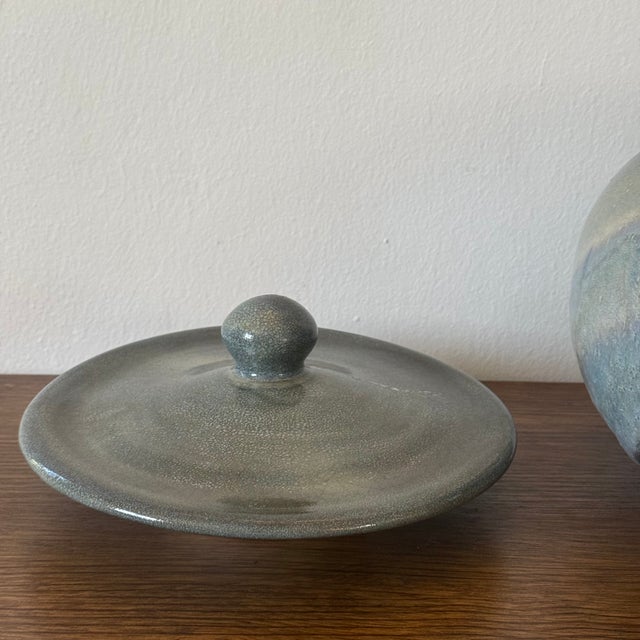 American Large Hand Thrown Studio Pottery Lidded Jar With Crystalline Glaze For Sale - Image 3 of 4