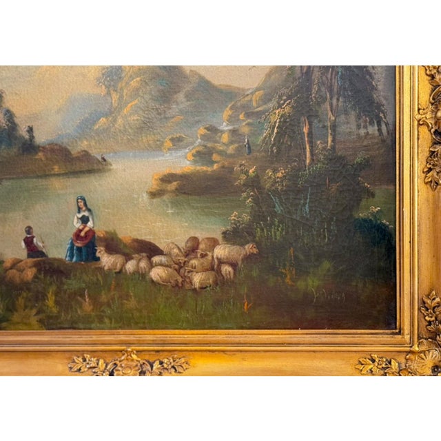 French Artist, Romanticist Lake Scene, 19th Century, Oil on Canvas For Sale - Image 11 of 12