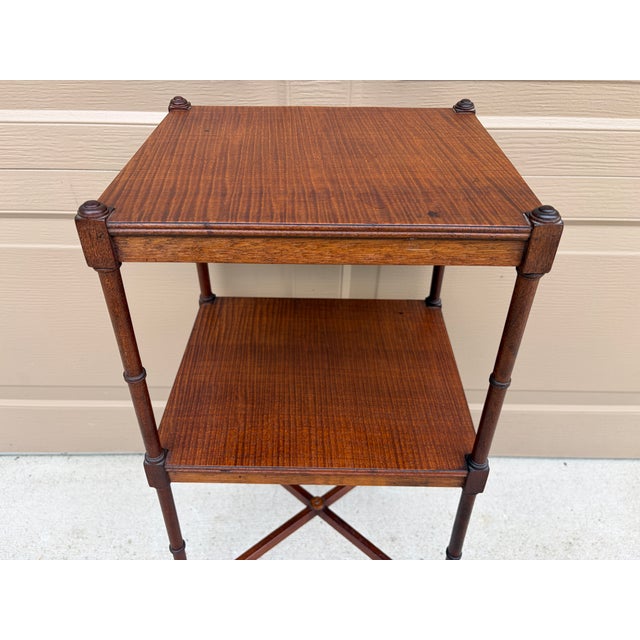 Early 20th Century Berkey & Gay Mahogany Faux Bamboo Two-Tier Side Table For Sale - Image 9 of 14