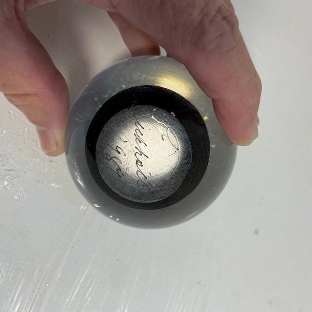 1980s 1980s Robert Eickholt Paperweight Art Glass Iridescent "Veil" Egg Water Fountain Spray For Sale - Image 5 of 12