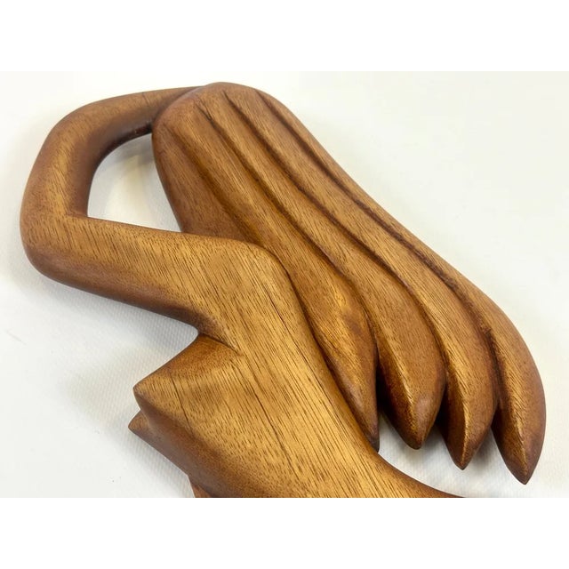 Mid-Century Italian Carved Oak Wall Sculpture of Nude Female, 1960s For Sale - Image 6 of 11