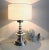Gorgeous heavy bronze table lamp of impostant form. Completely silver plated and very shiny, with some vintage spots.( see...