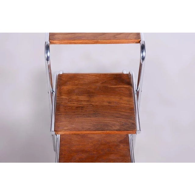 Wood Czech Bauhaus Style Chrome and Oak Flower Stand by Kovona, 1930s For Sale - Image 7 of 11