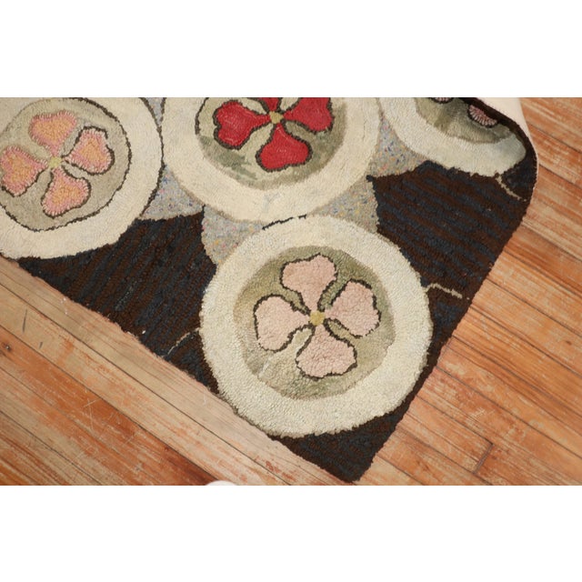Textile Early 20th Century Zabihi Collection American Hooked Square Rug - 3' x 3' For Sale - Image 7 of 9