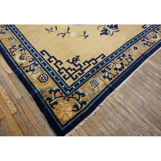 1890s Antique Mongolian Chinese Camel Dragon Medallion Square Hand Knotted Rug For Sale - Image 9 of 9