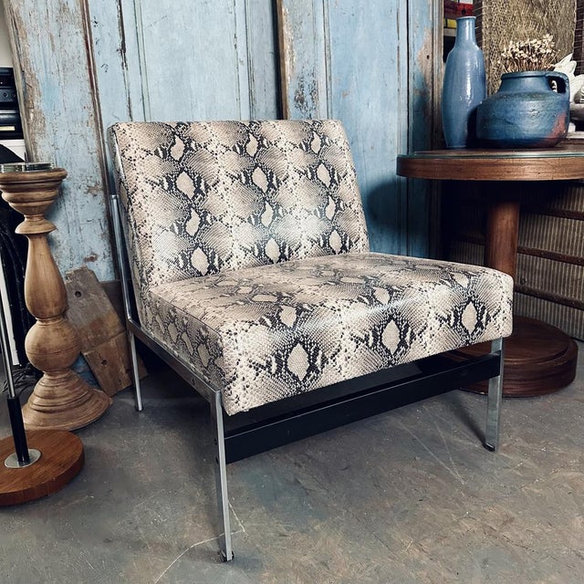 Gray Vintage Chair in Faux Snakeskin For Sale - Image 8 of 8