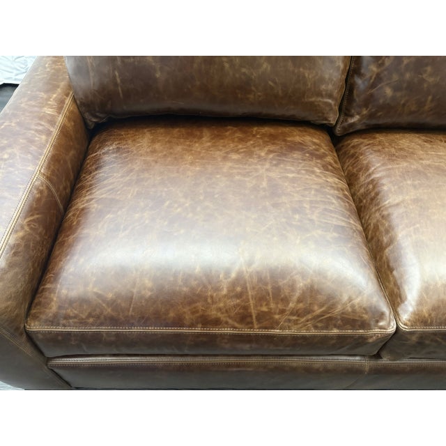 Rh Maxwell Leather 2-Cushion Sofa For Sale - Image 16 of 18