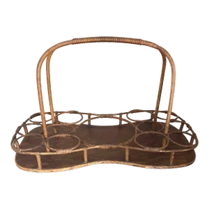 Antique Bamboo and Rattan Drinks Caddy