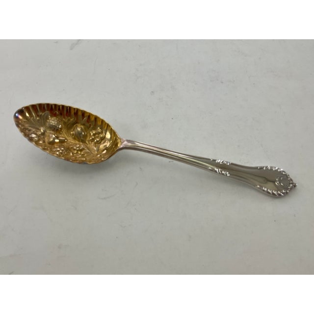 James Dixon & Sons 1980s Silver Berry Spoon Partly Gilt , Chesterfield. For Sale - Image 4 of 14