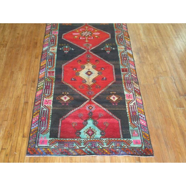 Asian Antique Zabihi Collection Vintage Turkish Kars Corridor Size Rug For Sale - Image 3 of 6