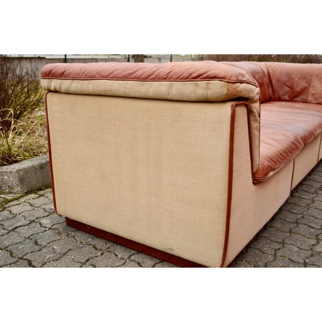 Sapporo Sofa in Cognac Canvas and Leather from Oy Dahlqvist AB / BD Möbel, 1976, Set of 3 For Sale - Image 15 of 18