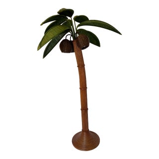 1970's Mario Torres Lopez Attributed Pencil Reed Style Palm Tree and Coconuts Lamp For Sale