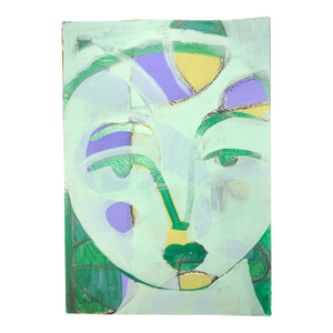 Face in Green and Purple, Contemporary Small Original Painting by Cassandra Auker