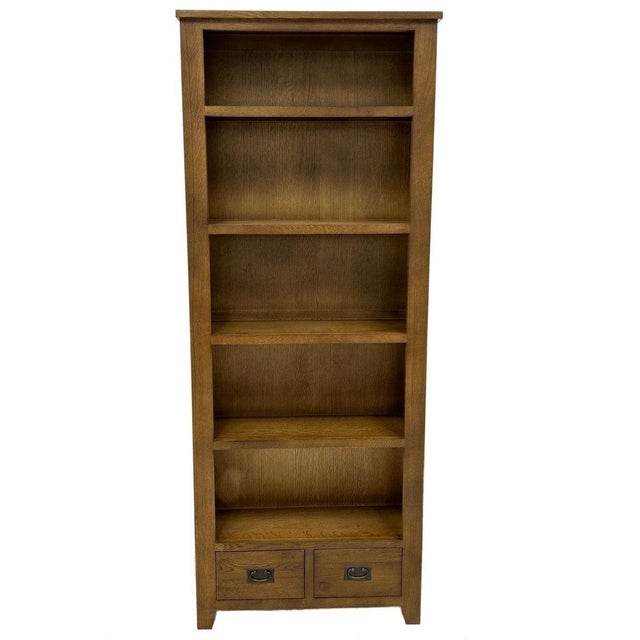2020s Mission Quarter Sawn Oak Open Shelf Bookcase - Micheal Cherry For Sale - Image 5 of 14
