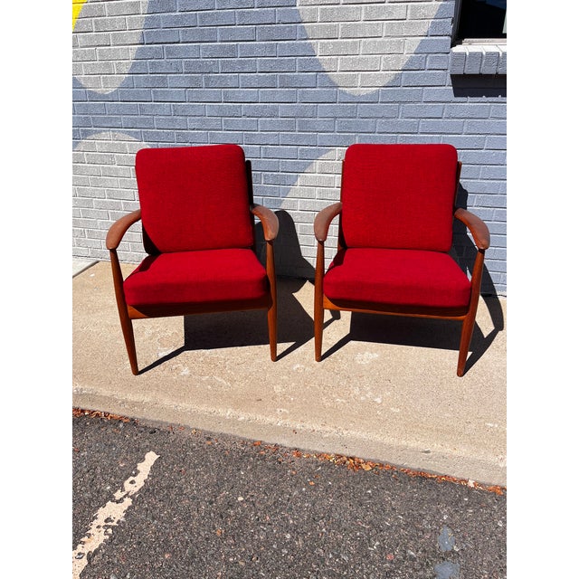 France & Son Grete Jalk for France & Son Teak Lounge Chairs, Pair, Denmark, 1960s For Sale - Image 4 of 12