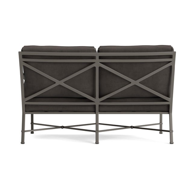Brown Jordan Brown Jordan Venetian Right Arm Loveseat, Mica frame with Fusion Charcoal fabric For Sale - Image 4 of 11