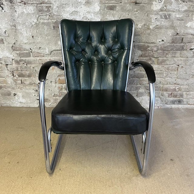 Black Model 412 Chair in Leather by Willem Hendrik Gispen for Gispen For Sale - Image 8 of 18