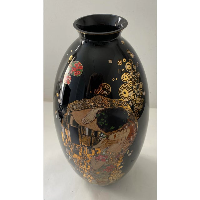 2000 - 2009 Goebel Klimt "The Kiss" Porcelain Vase & Certificate 19"h For Sale - Image 5 of 13
