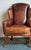 Wood Vintage Italian Leather Wingback Chairs - A Pair For Sale - Image 7 of 12