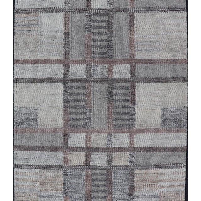 Gray Scandinavian Hand-Woven Wool Grey Rug by Keivan Woven Arts , 3'2" X 4'11" For Sale - Image 8 of 8