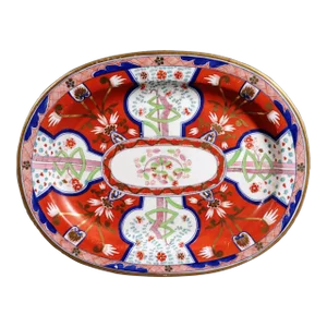 Regency Period Coalport Porcelain Dish Painted With the Dollar Pattern