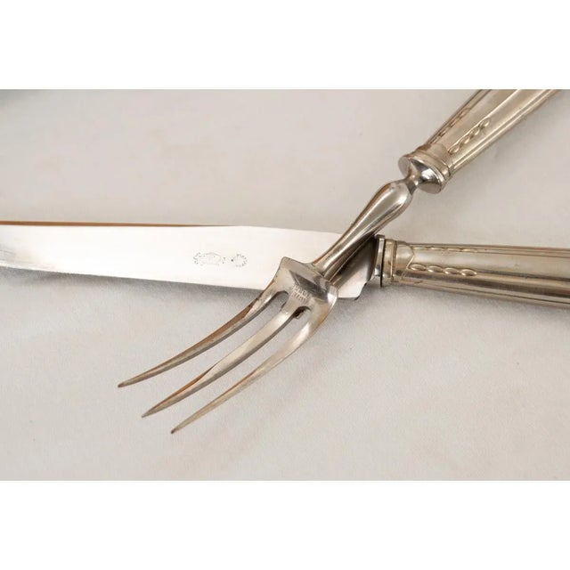 Metal French Vintage Boxed Set of Celluloid & Steel Serving Utensils For Sale - Image 7 of 9