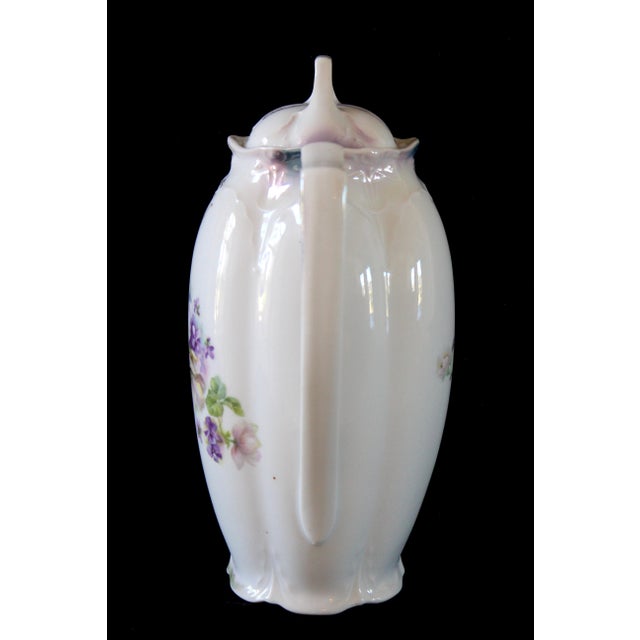 1950s Vintage Porcelain Chocolate Pot With Floral Design and Lid, Marked 653 For Sale - Image 5 of 16
